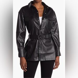 BCBG Generation Chocolate Belted Faux Leather Jacket